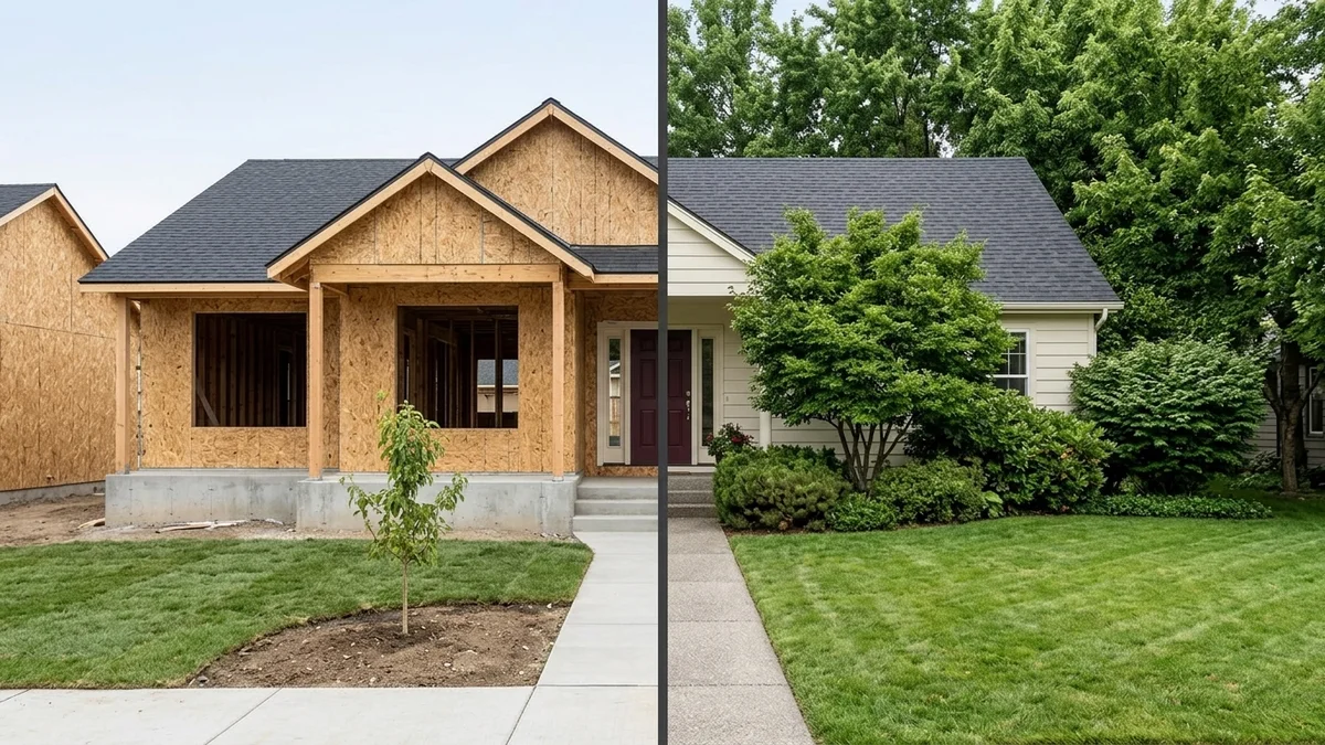 A first-time buyer comparing a new construction townhome and a resale home in Meridian